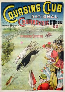 Cartel publicitario de la apertura del Coursing Club en Courbevoie